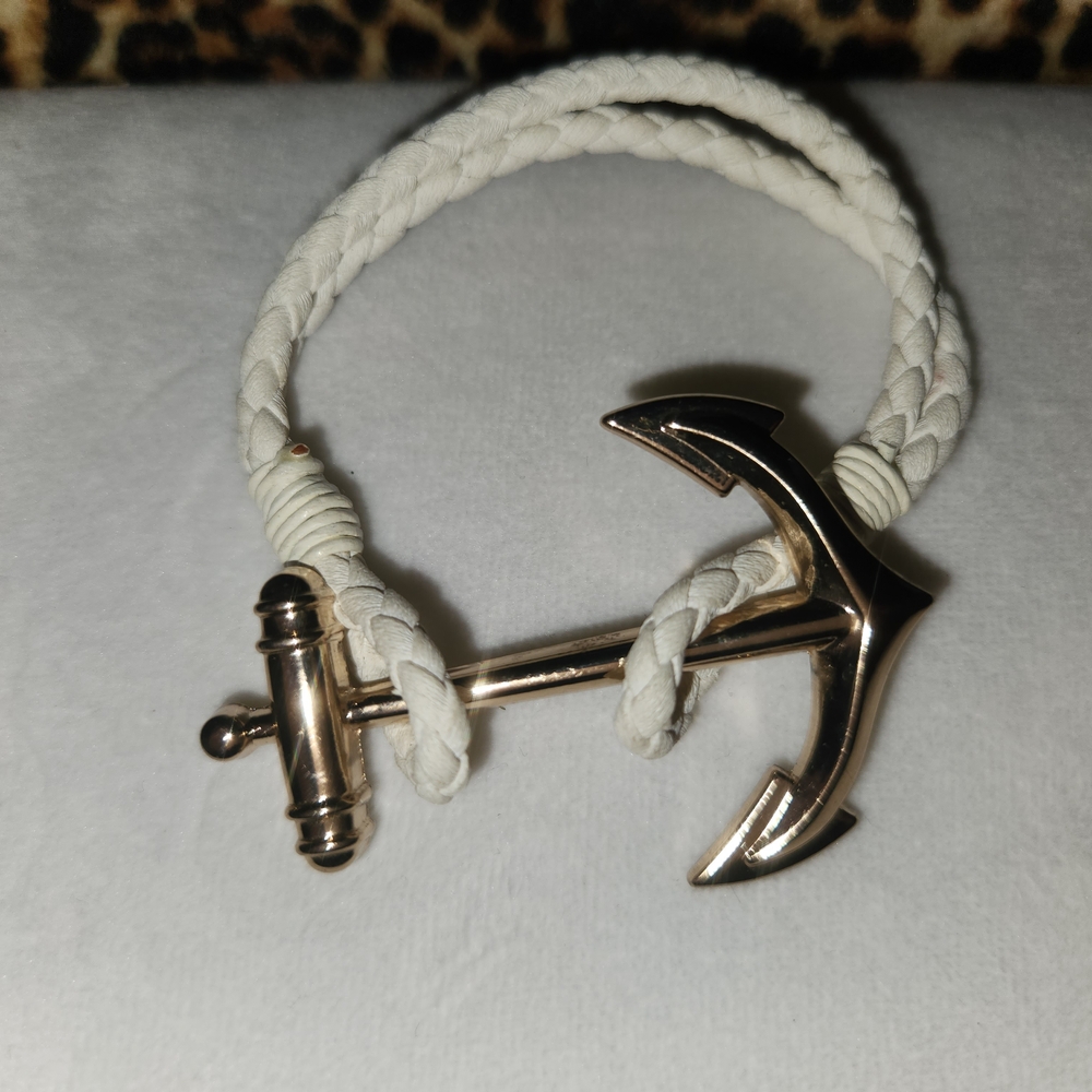 White Braided Anchor Bracelet